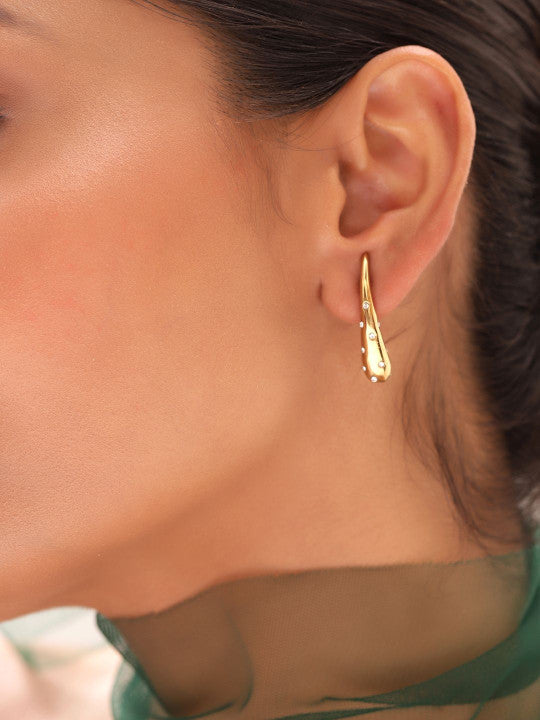 Ishin Gold Colour Gold Plated Stud Earring