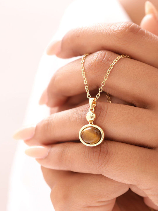 Ishin Brown  Colour Gold Plated Artificial Stones And Beads Chain