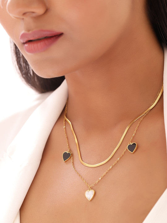 Ishin Black  Colour Gold Plated Artificial Stones And Beads Chain