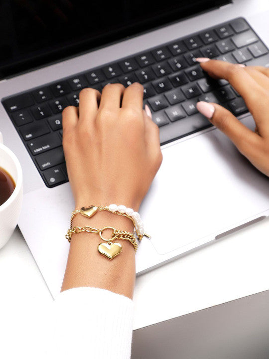 Ishin White Colour Gold Plated Artificial Stones And Beads Armlet