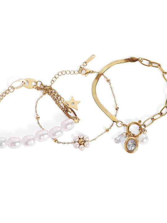 Ishin White Colour Gold Plated Artificial Stones And Beads Armlet