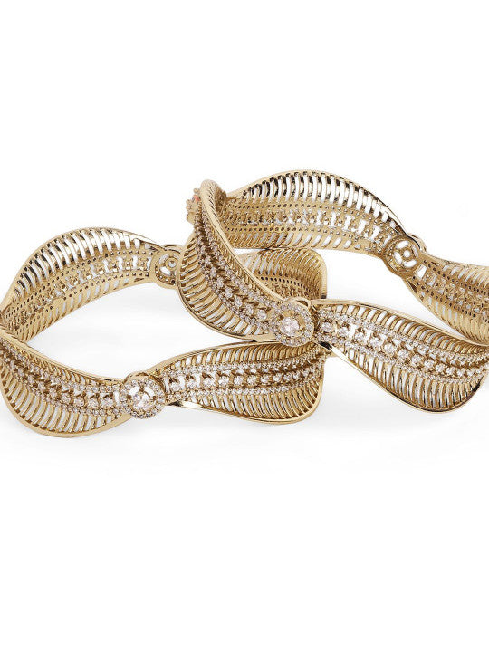 Ishin Red Colour Gold Plated American Diamond Bangle