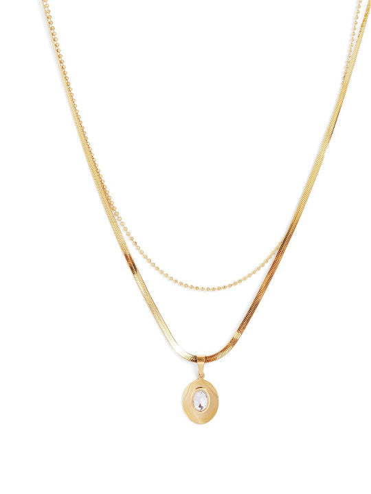 Ishin White  Colour Gold Plated Artificial Stones And Beads Chain