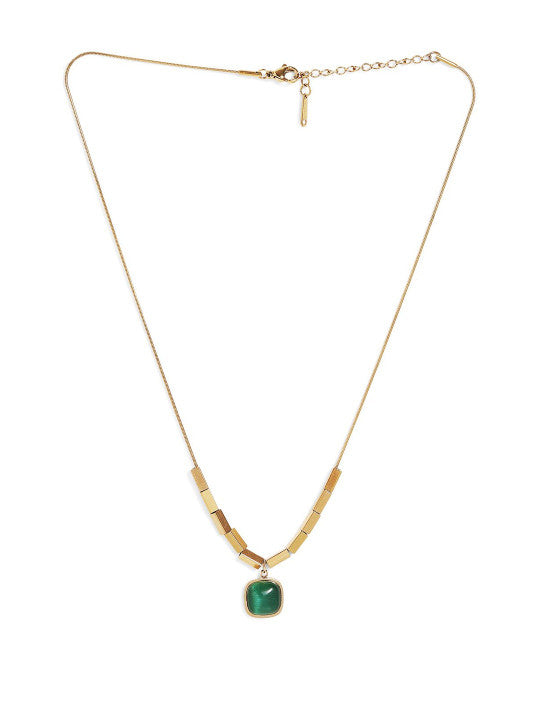 Ishin Green  Colour Gold Plated Emerald Chain