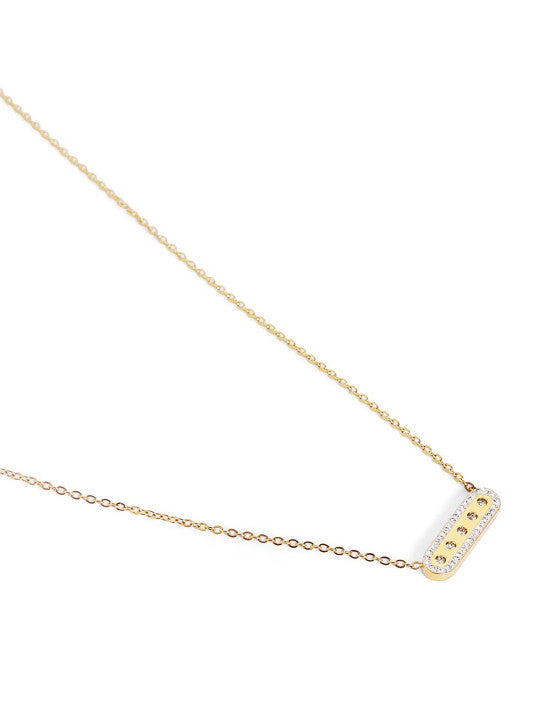 Ishin Gold  Colour Gold Plated Artificial Stones And Beads Chain