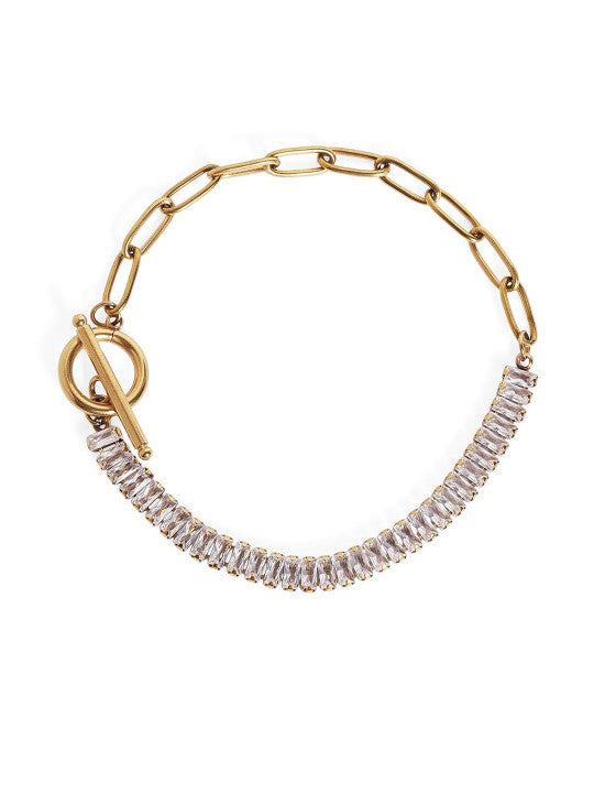Ishin White Colour Gold Plated Artificial Stones And Beads Armlet
