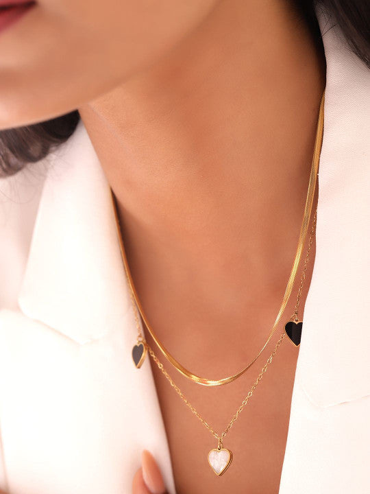 Ishin Black  Colour Gold Plated Artificial Stones And Beads Chain