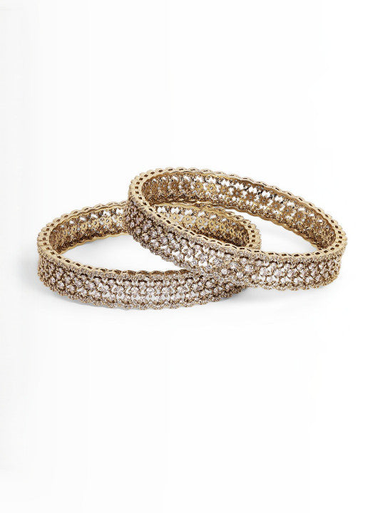 Ishin White Colour Gold Plated American Diamond Bangle
