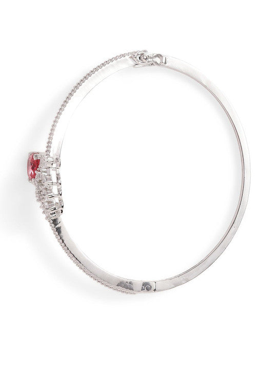 Ishin Red Colour Silver Plated American Diamond Kada