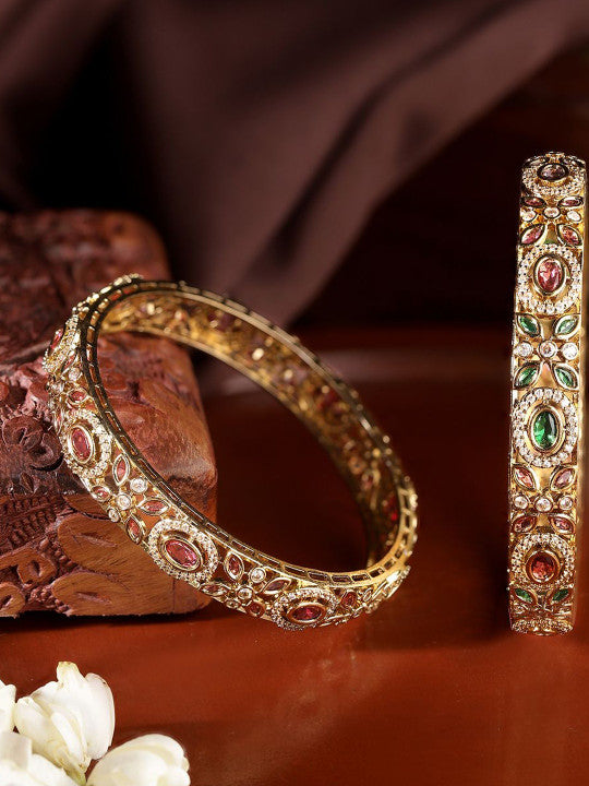 Ishin Multi Colour Gold Plated American Diamond Bangle