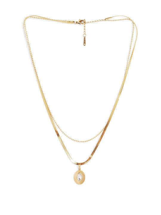 Ishin White  Colour Gold Plated Artificial Stones And Beads Chain