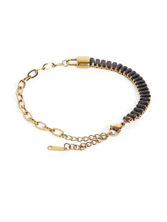 Ishin Black Colour Gold Plated Artificial Stones And Beads Armlet