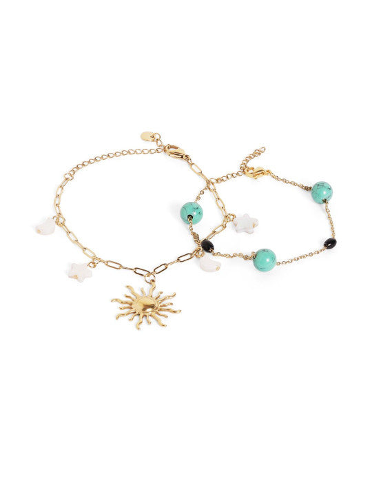 Ishin Multi Colour Gold Plated Artificial Stones And Beads Armlet