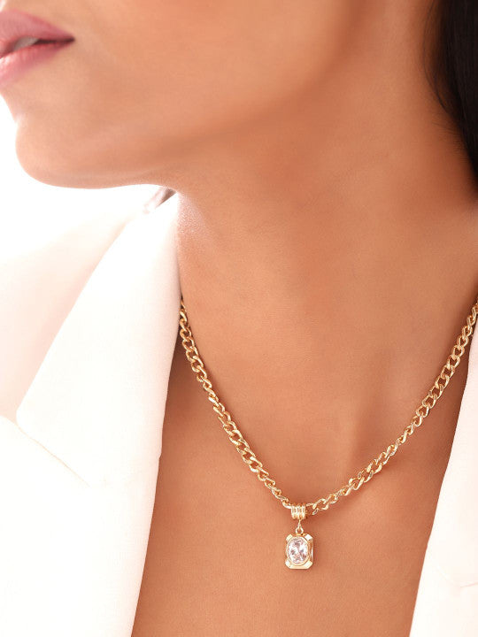 Ishin Gold  Colour Gold Plated Artificial Stones And Beads Chain
