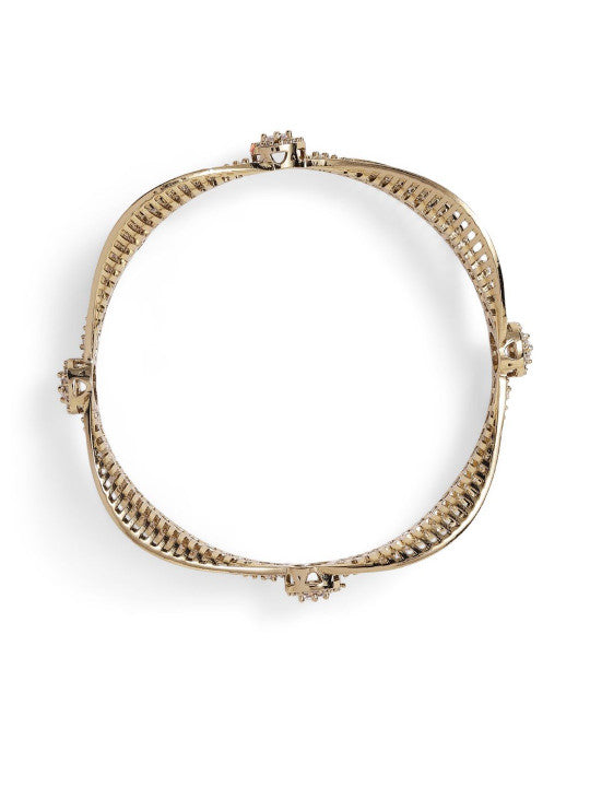 Ishin Red Colour Gold Plated American Diamond Bangle
