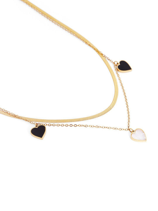 Ishin Black  Colour Gold Plated Artificial Stones And Beads Chain