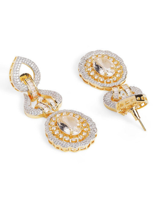 Ishin White  Colour Gold Plated American Diamond Jewellery Set