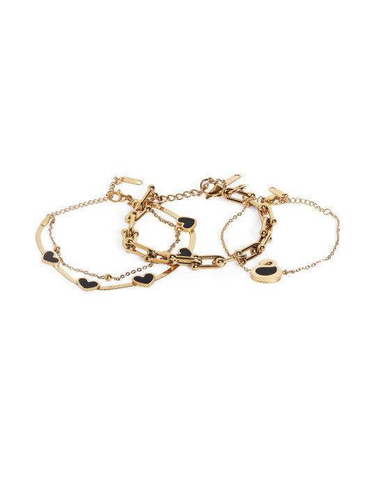 Ishin Black Colour Gold Plated Artificial Stones And Beads Armlet