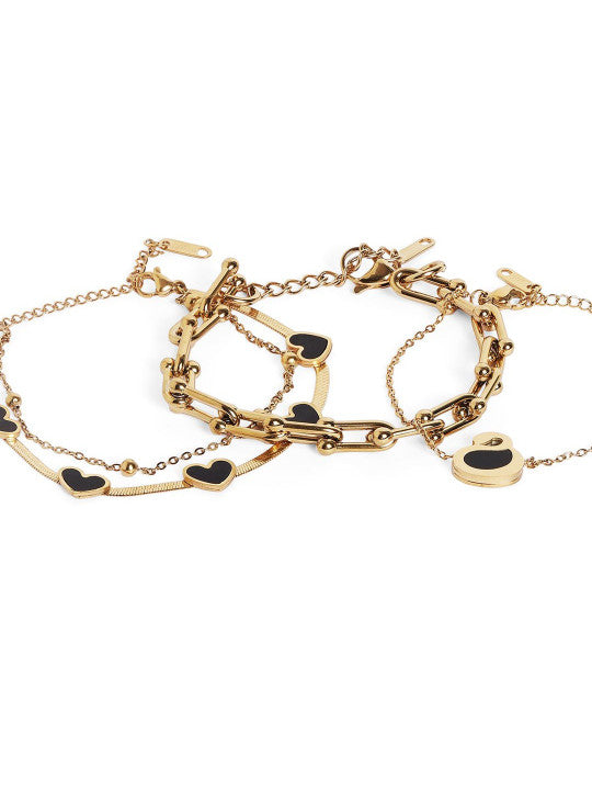 Ishin Black Colour Gold Plated Artificial Stones And Beads Armlet