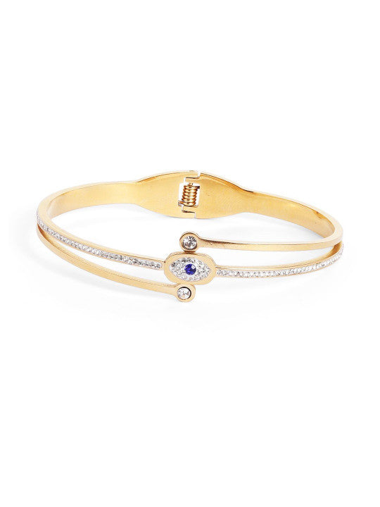Ishin Blue Colour Gold Plated Artificial Stones And Beads Armlet