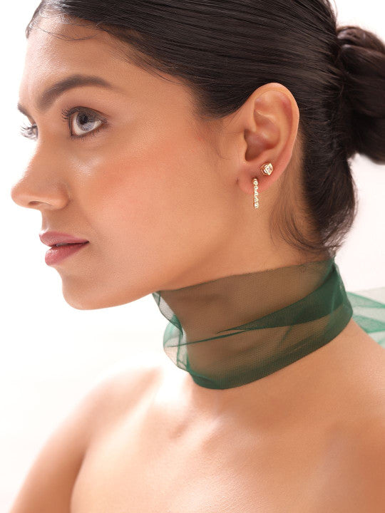 Ishin Gold Colour Gold Plated Stud Earring