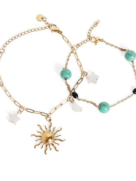 Ishin Multi Colour Gold Plated Artificial Stones And Beads Armlet