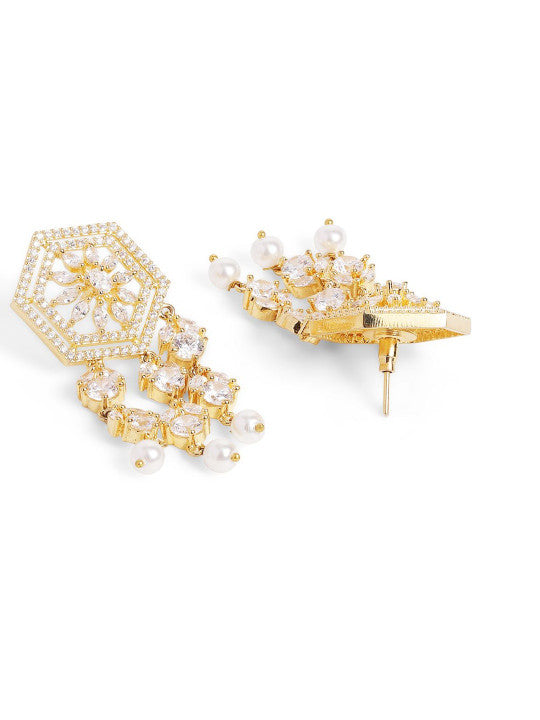 Ishin White  Colour Gold Plated American Diamond Jewellery Set