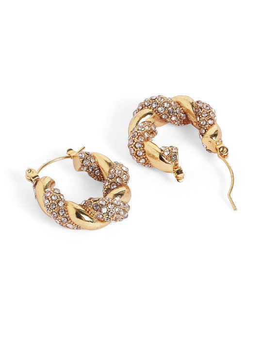 Ishin White Colour Gold Plated Artificial Stones And Beads Stud Earring