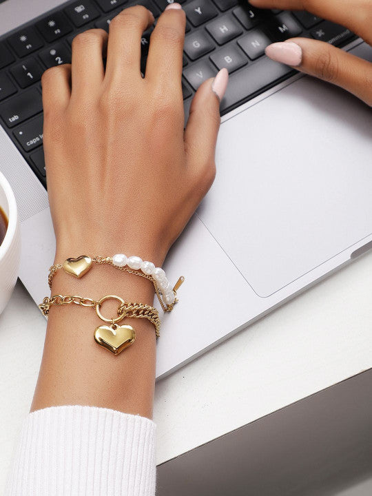 Ishin White Colour Gold Plated Artificial Stones And Beads Armlet