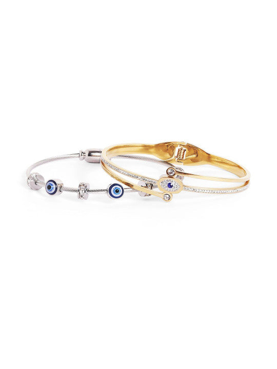 Ishin Blue Colour Gold Plated Artificial Stones And Beads Armlet