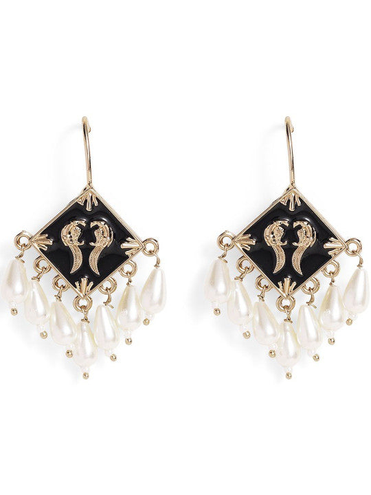Ishin Red Colour Silver Plated American Diamond Drop Earring