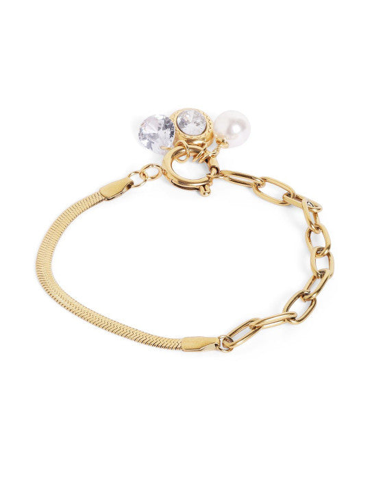 Ishin White Colour Gold Plated Artificial Stones And Beads Armlet