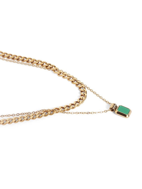 Ishin Green  Colour Gold Plated Emerald Chain