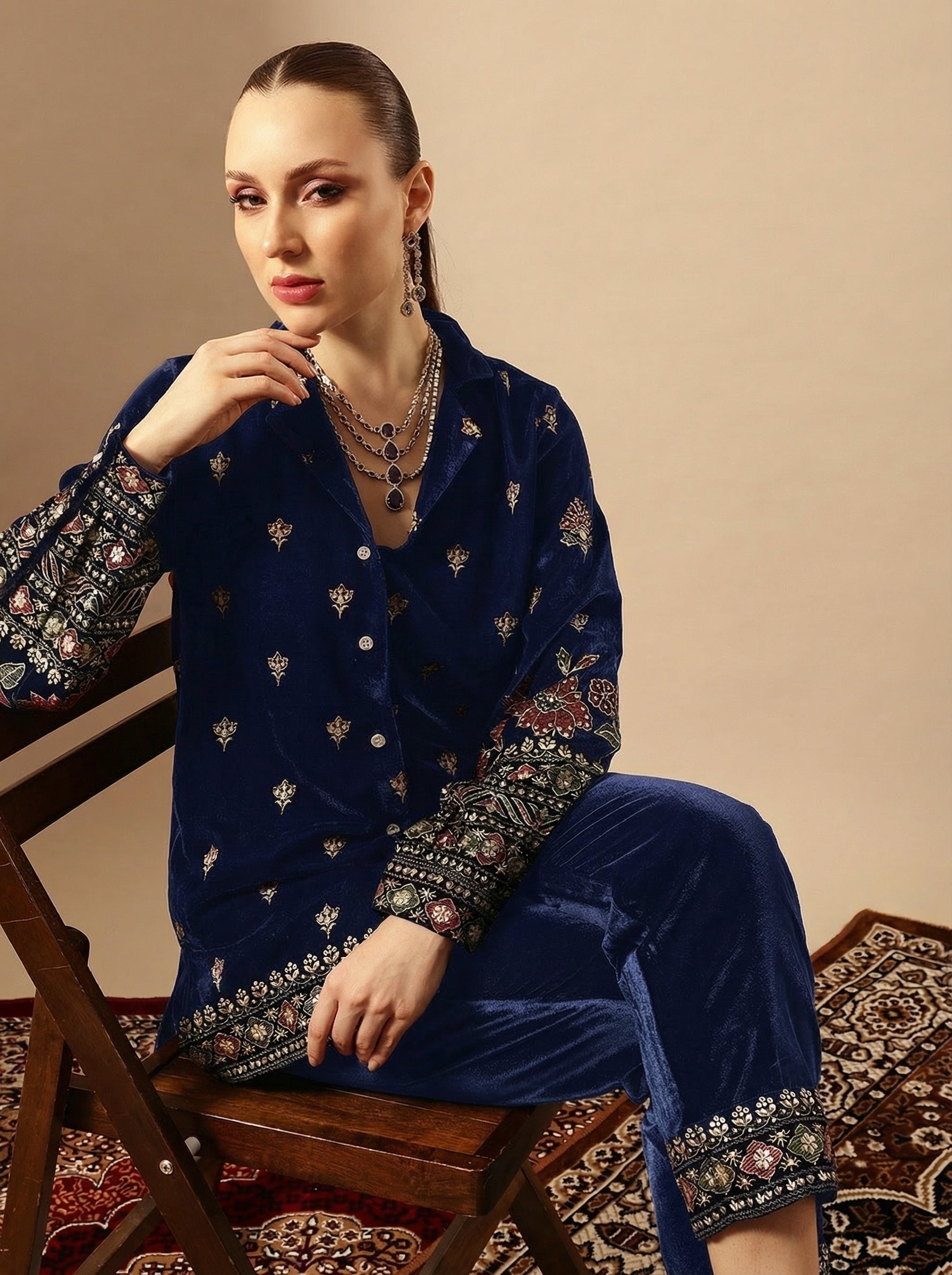 Rich Navy Blue  Regular Co-ords