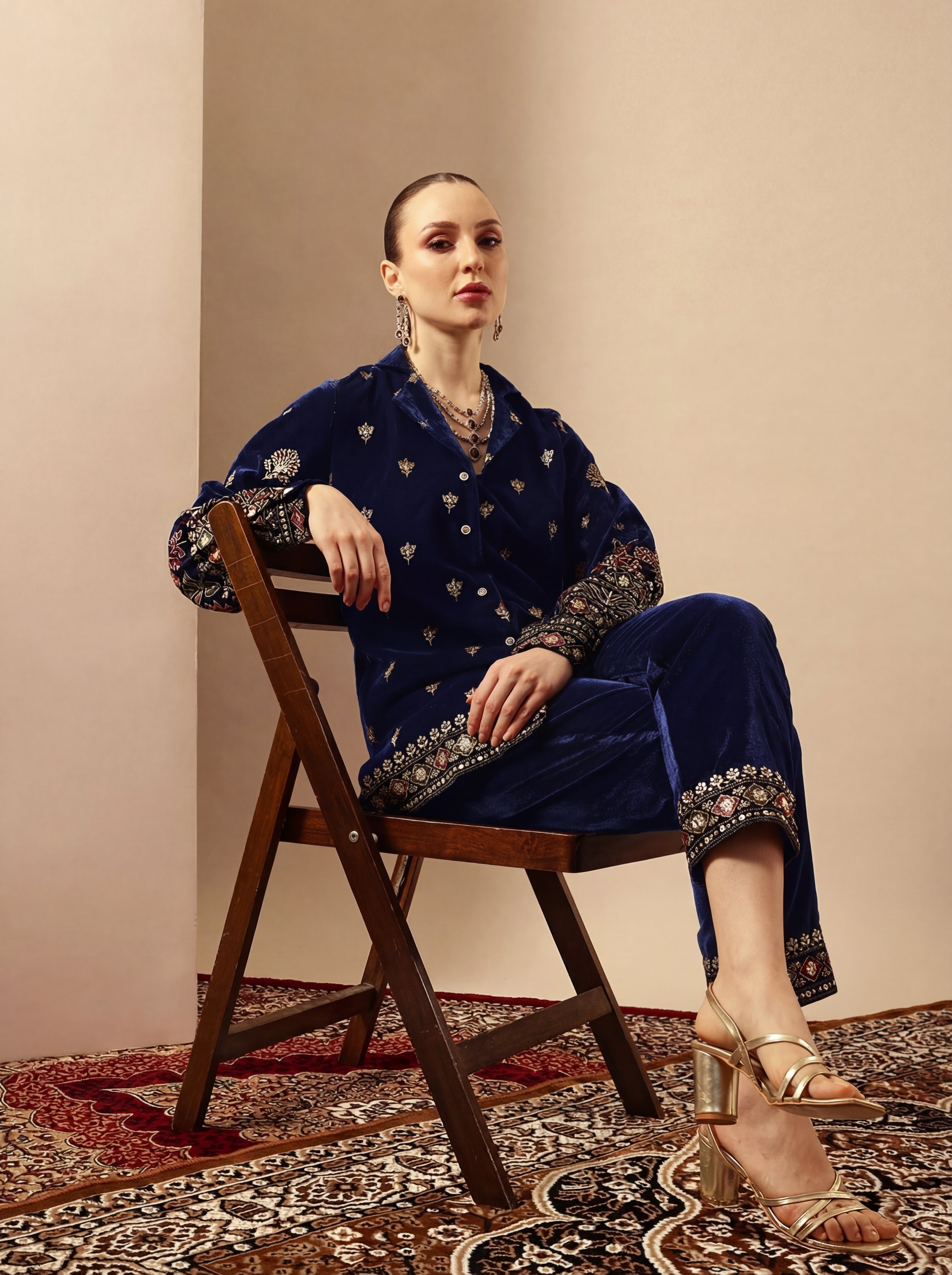 Rich Navy Blue  Regular Co-ords