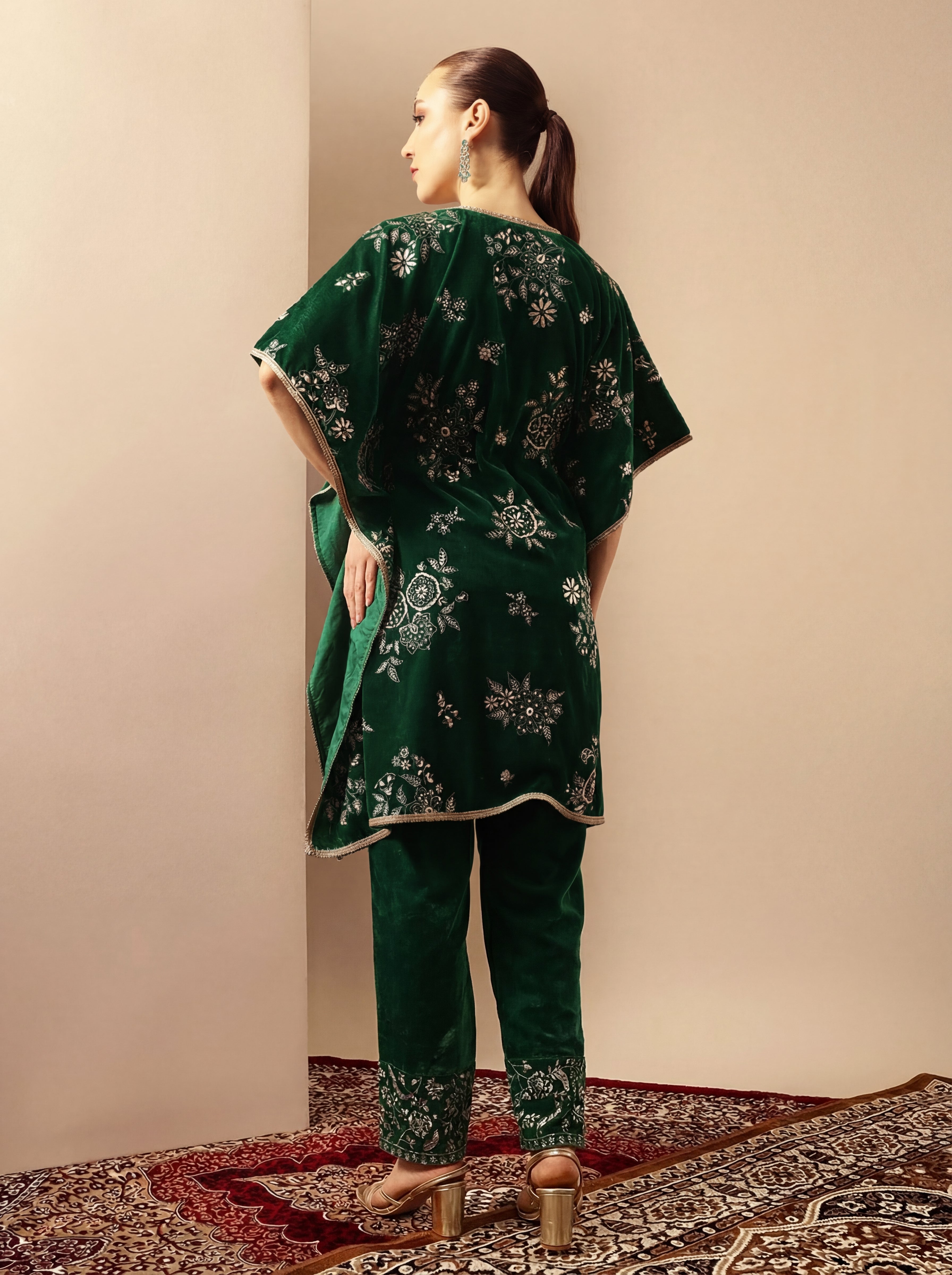 Rich Dark Green Kaftan Set Co-ords
