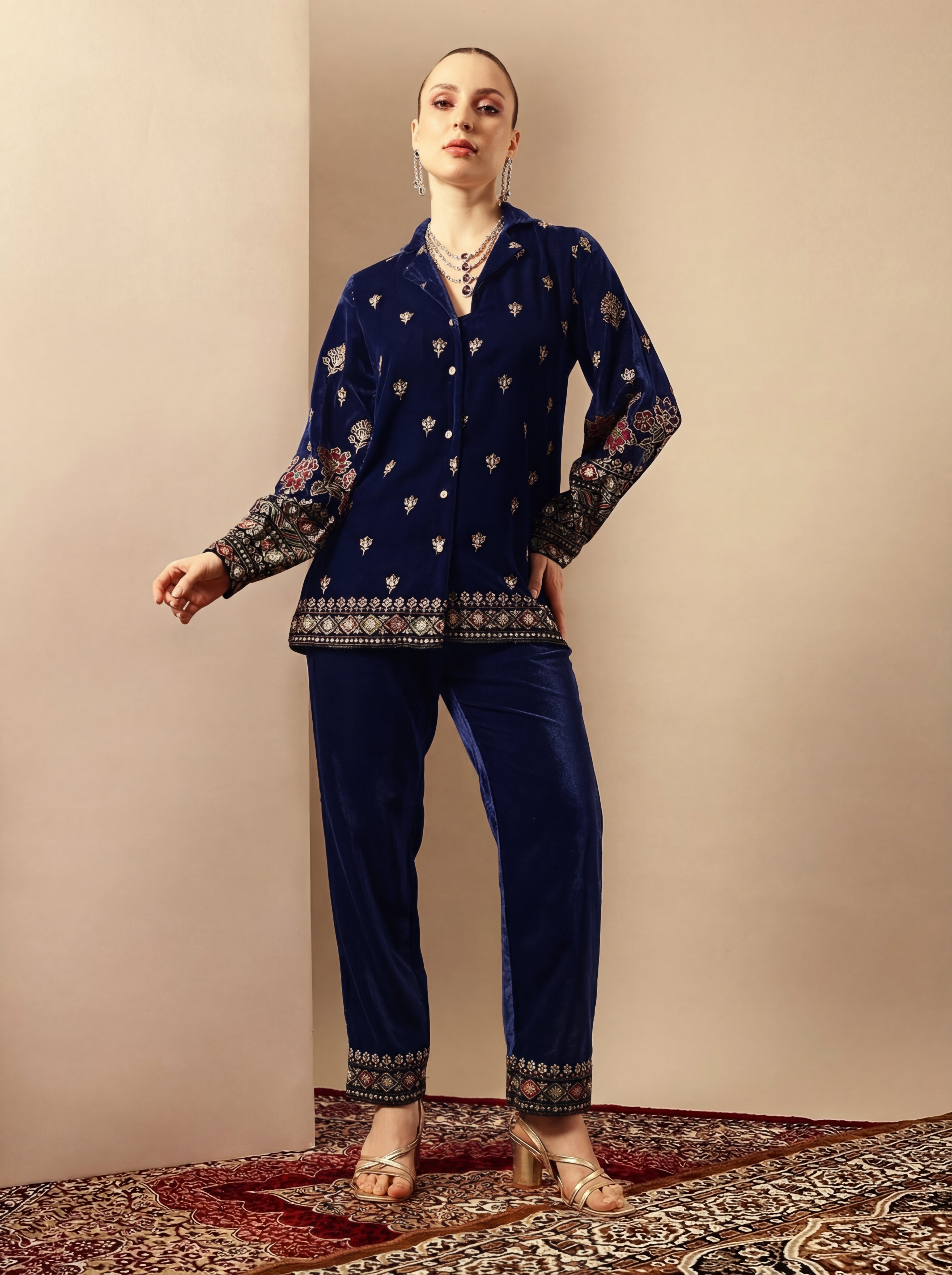 Rich Navy Blue  Regular Co-ords