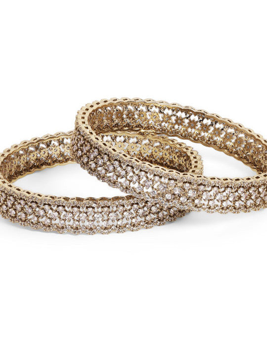 Ishin White Colour Gold Plated American Diamond Bangle