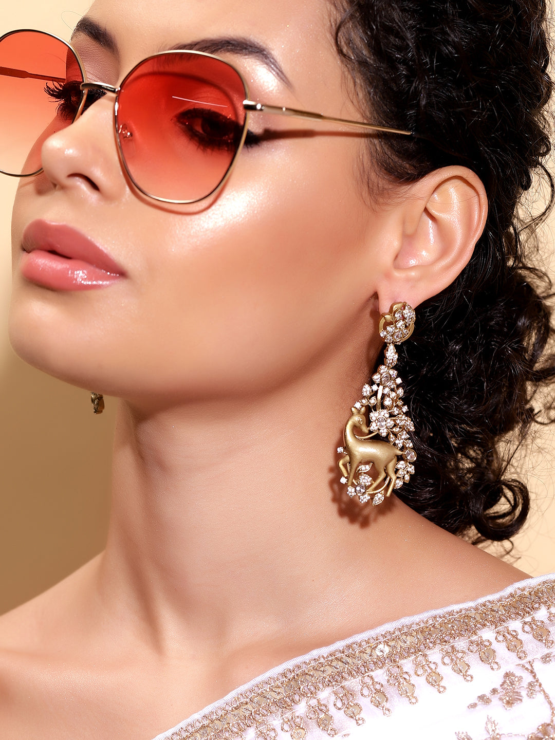 Ishin White  Colour Gold Plated AD Drop Earring