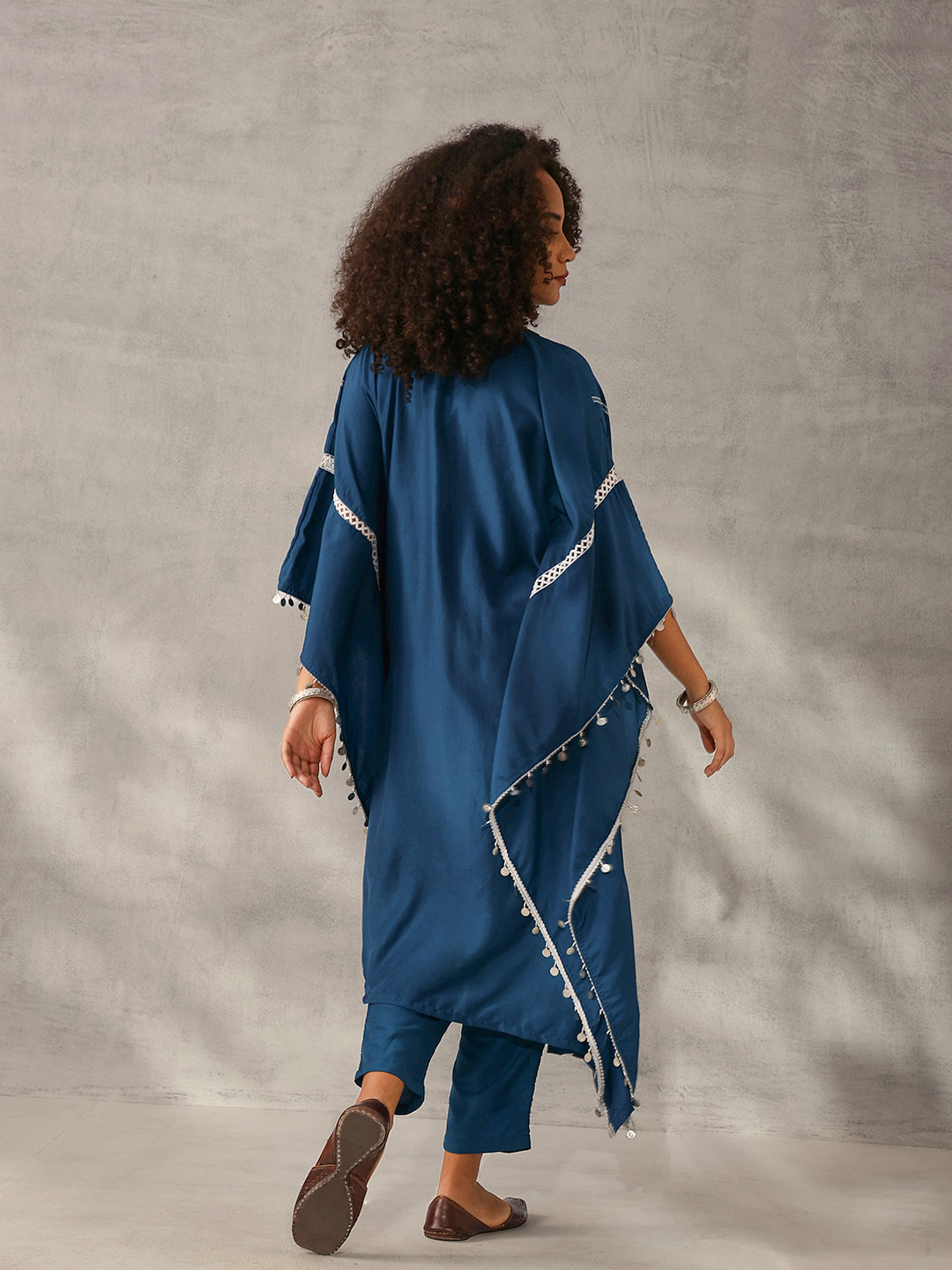 Soft navy Chinon Foil Printed Kaftan 