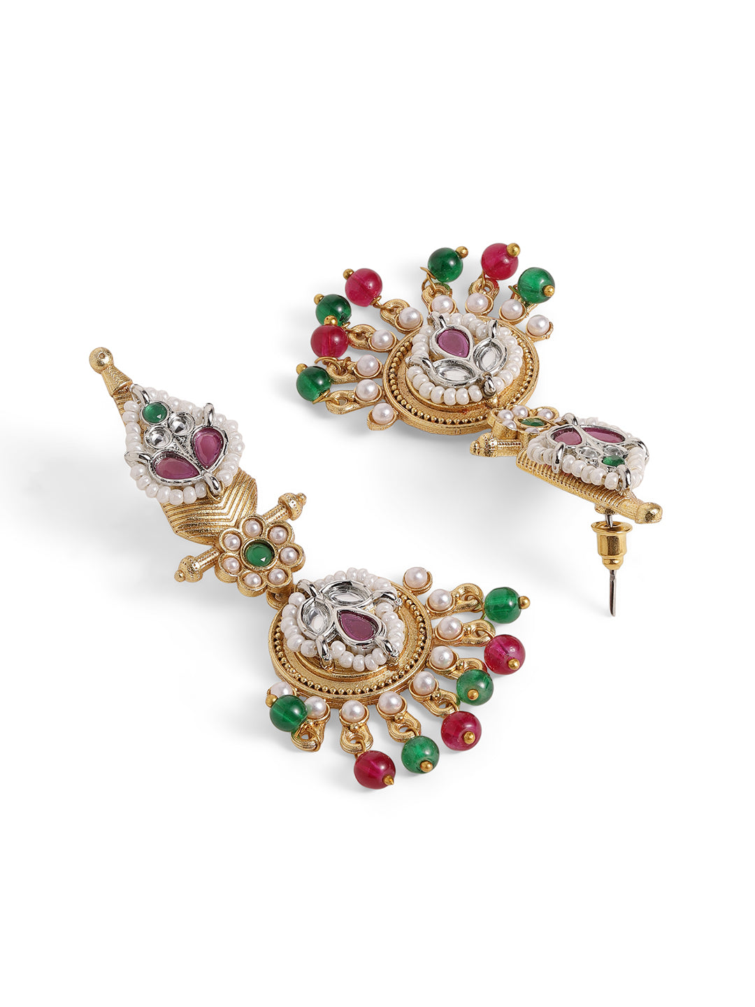 Ishin Multi Colour Gold Plated Beads Drop Earring