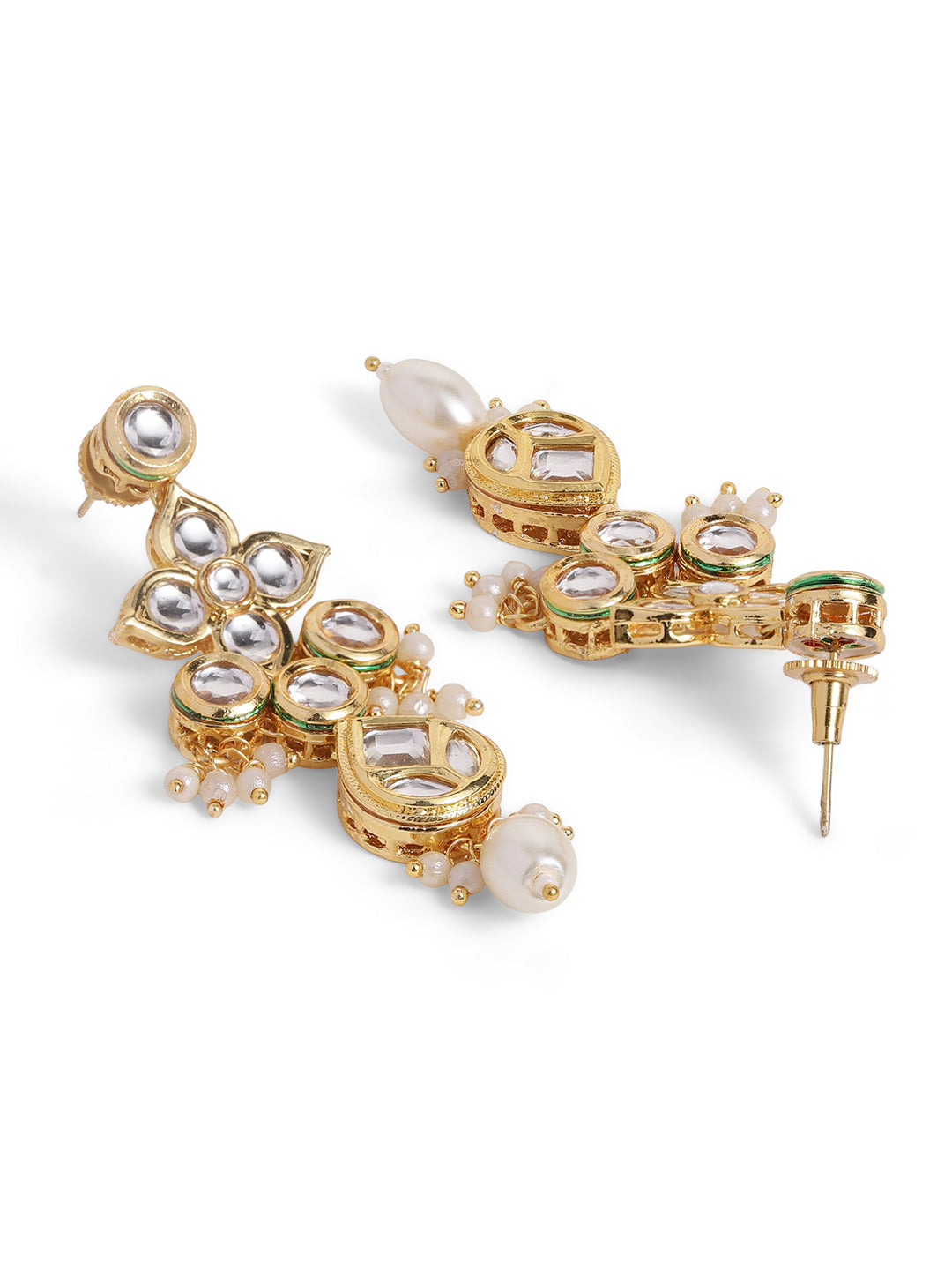 Ishin White Colour Gold plated Kundan with pearl Jewellery set