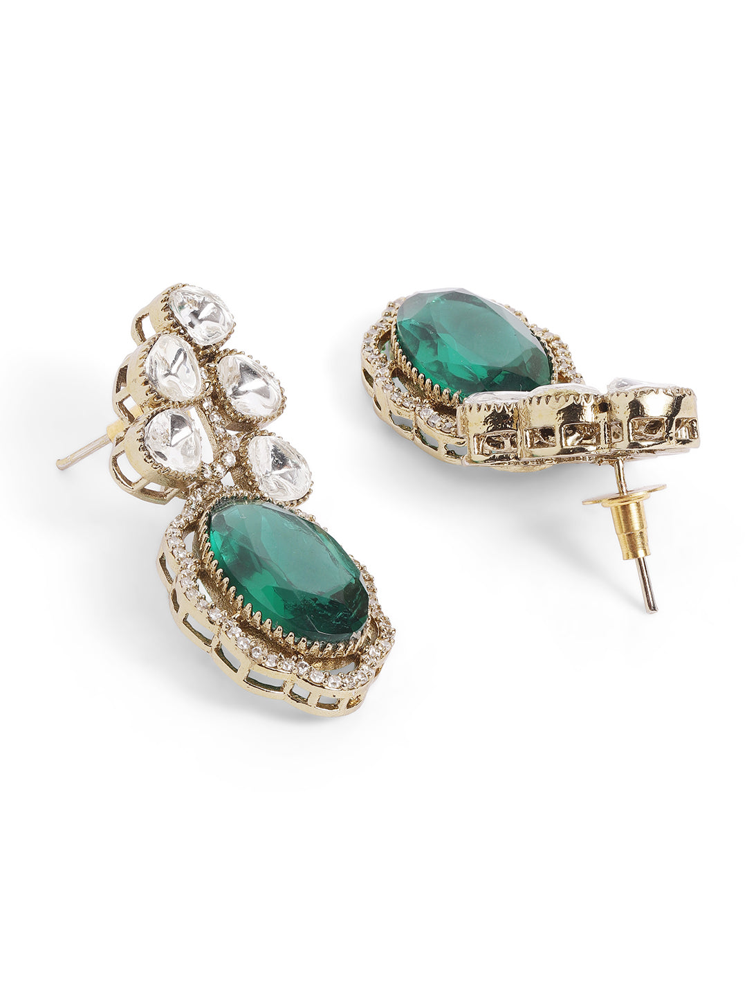 Ishin green  Colour Gold Plated Drop Earring