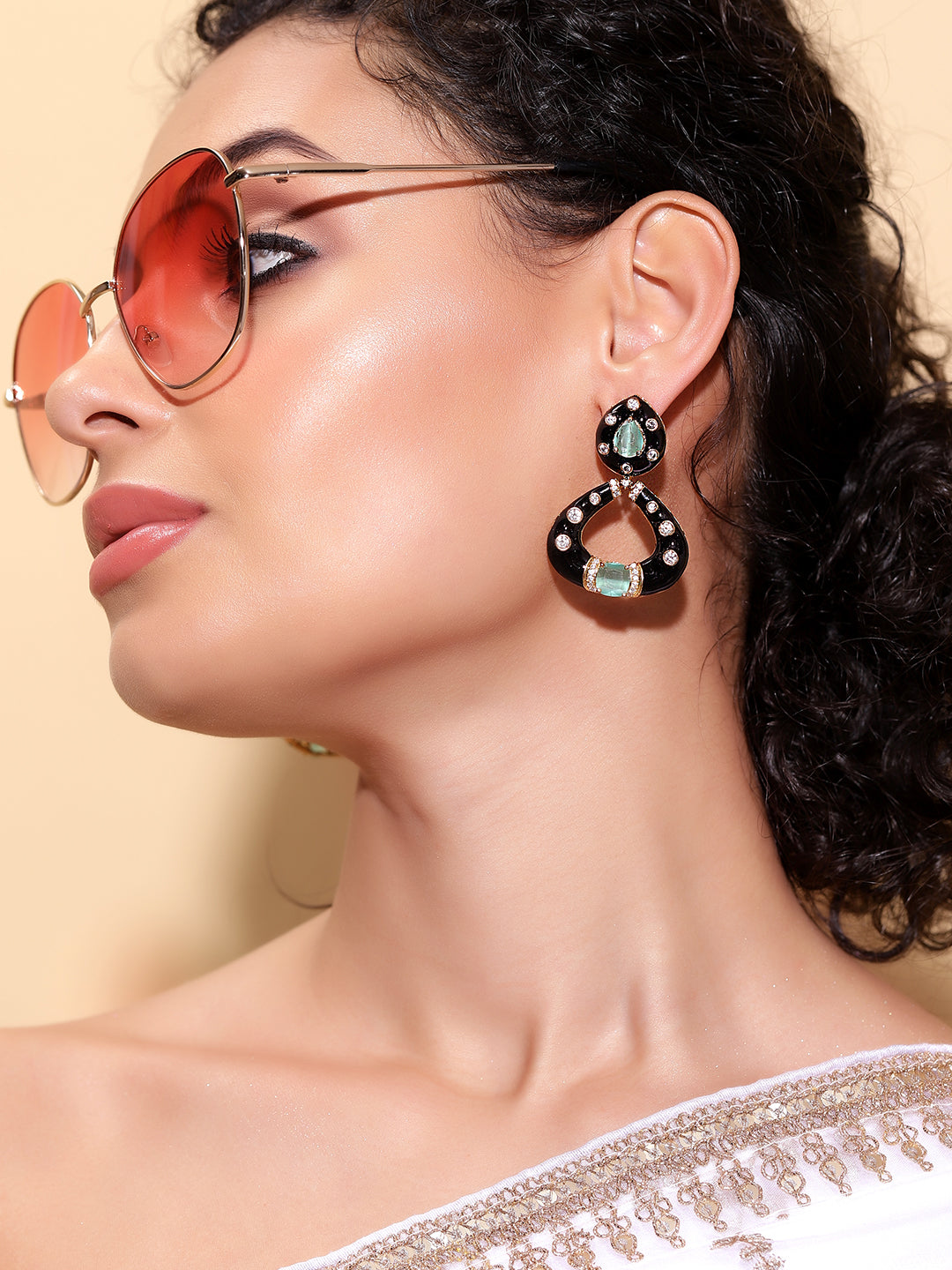 Ishin Aqua  Colour Silver Plated Drop Earring