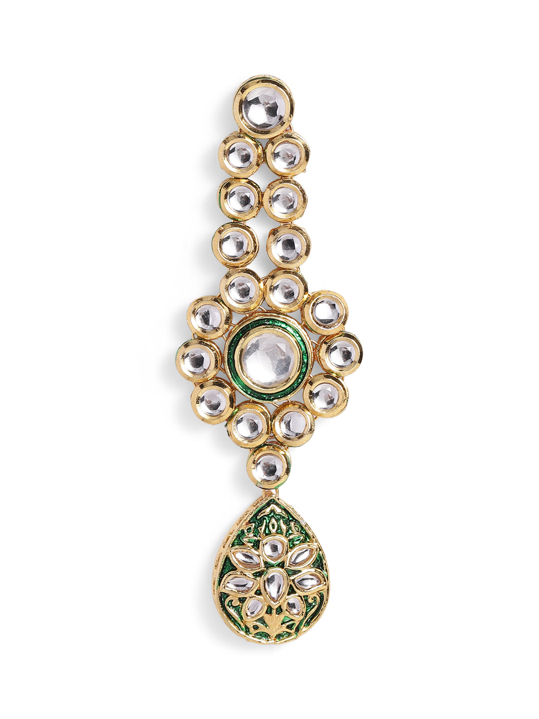 Ishin White Colour Gold plated Kundan Drop Earring