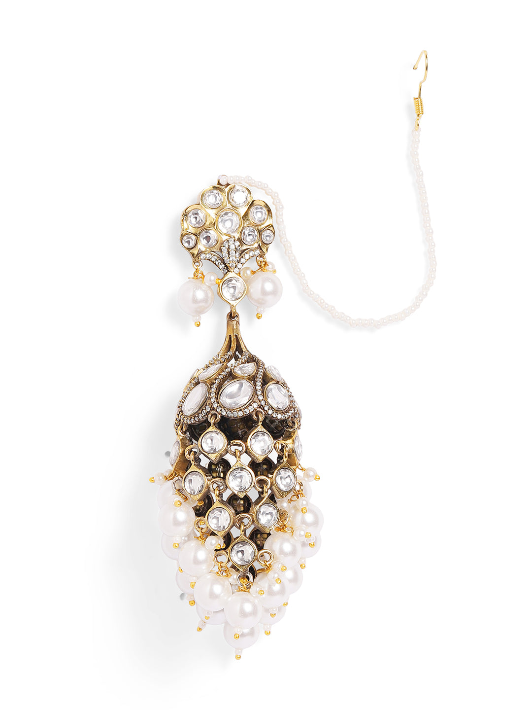 Ishin White  Colour Gold Plated Jhumka Earring