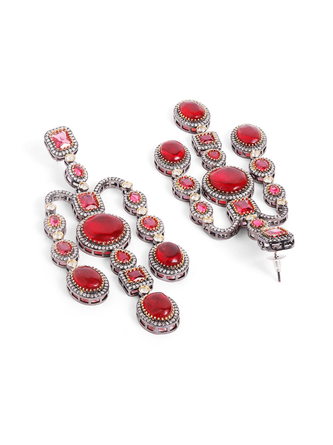 Ishin Red  Colour Gold Plated Drop Earring