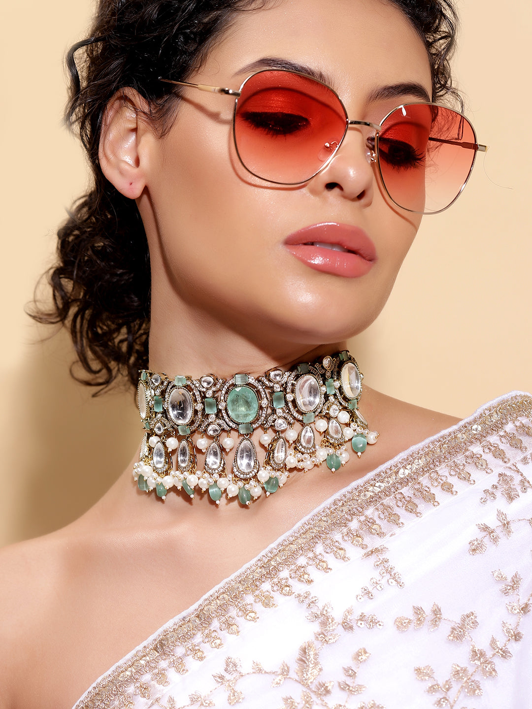 Ishin Aqua  Colour Gold Plated jewellery set