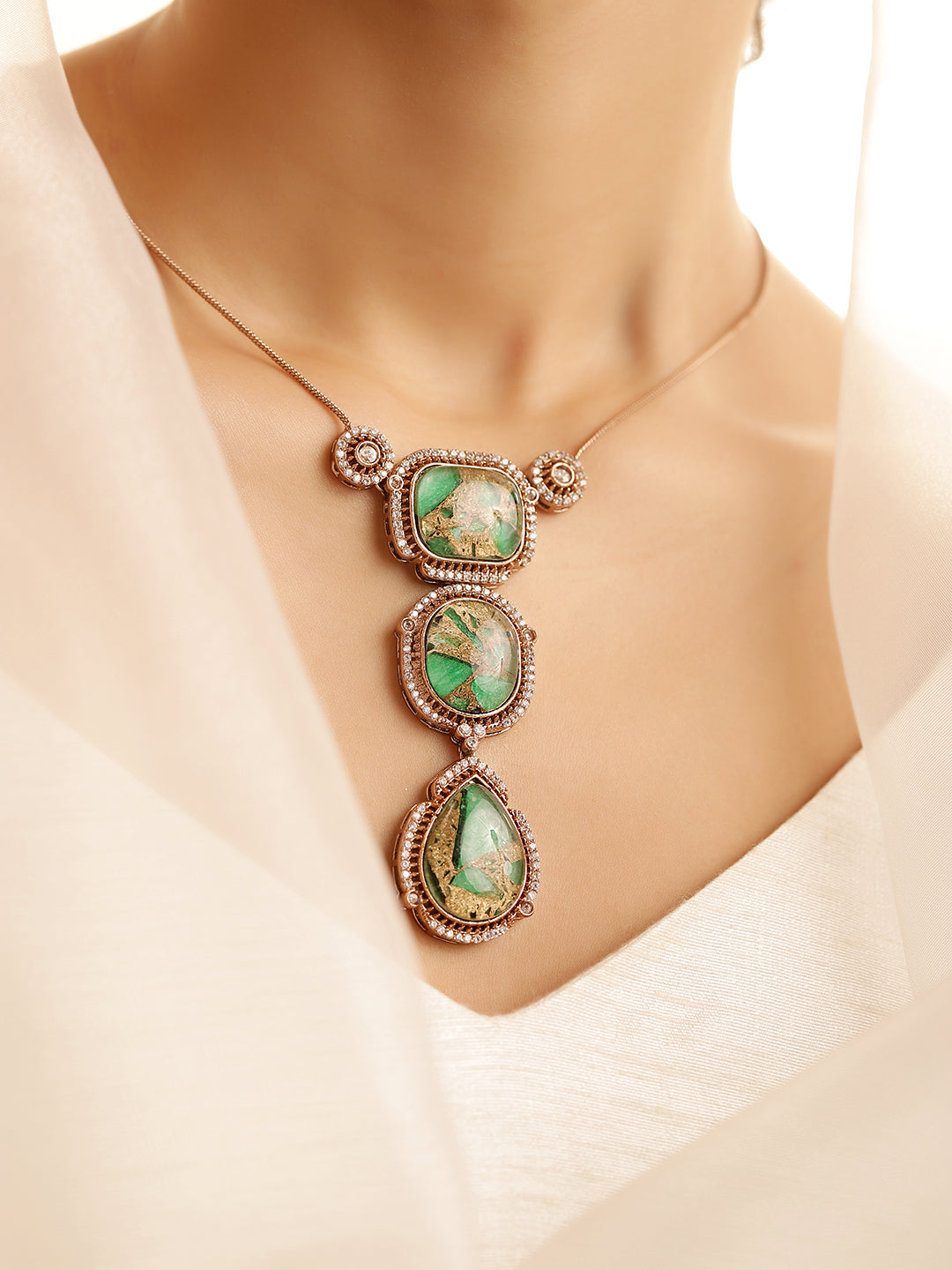 Ishin green  Colour Gold Plated jewellery set