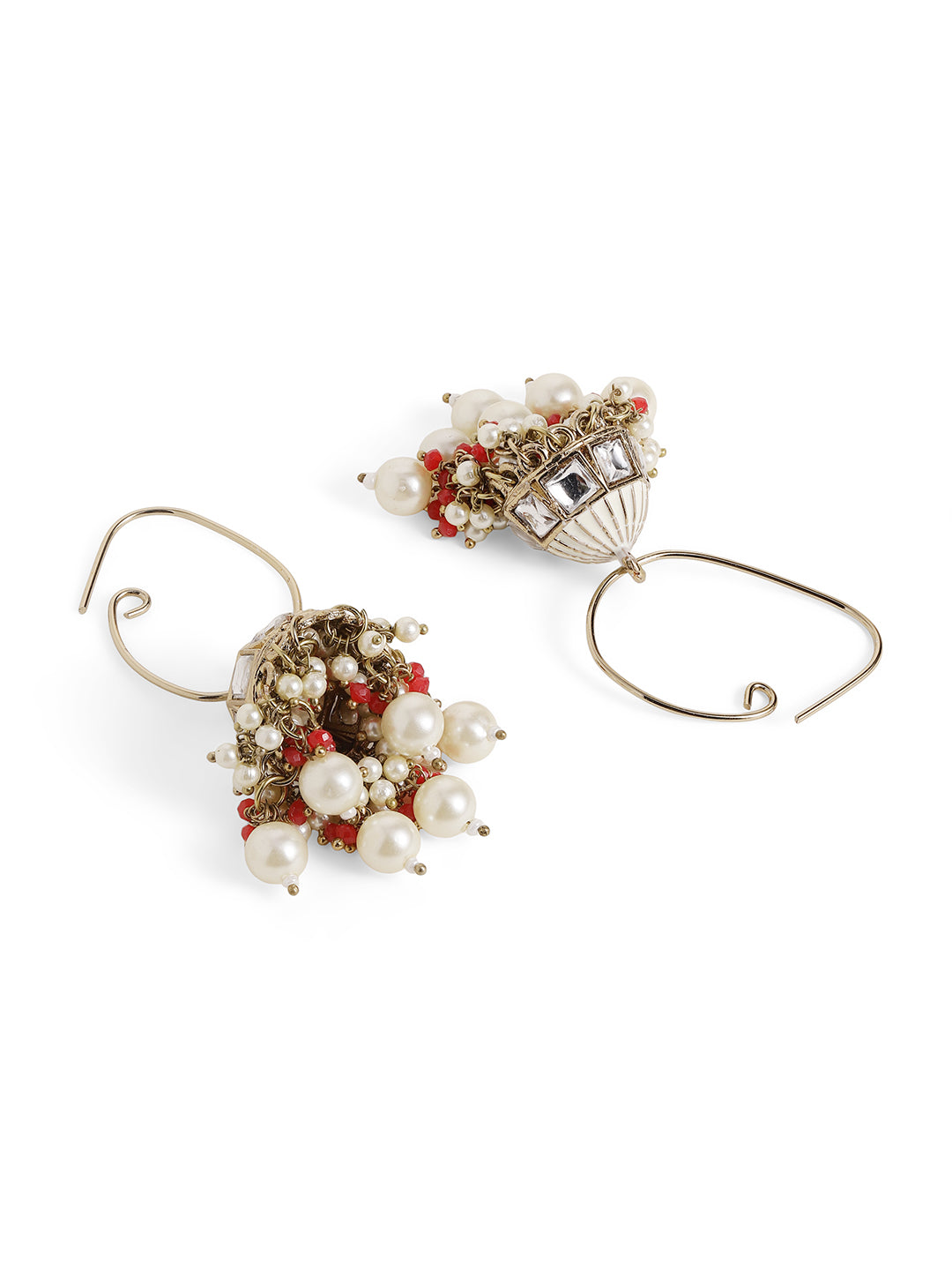 Ishin Gold Colour Gold Plated Beads Jhumka Earring
